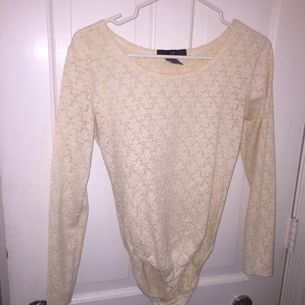 Crochet Lace cream body suit VINTAGE 90s